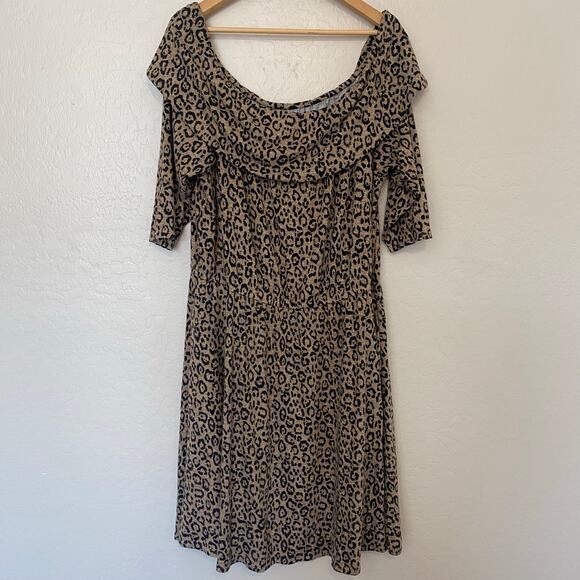 Lane Bryant Leopard Midi Dress Womens Size 22/24 Holiday Party Cozy Soft - Picture 1 of 6
